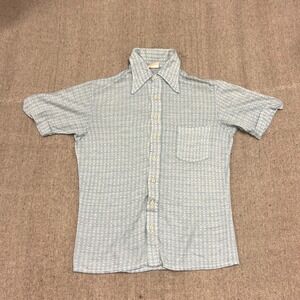 Vintage Seaforth Button Up Shirt Mens Medium Blue 1970s Canada Knitwear